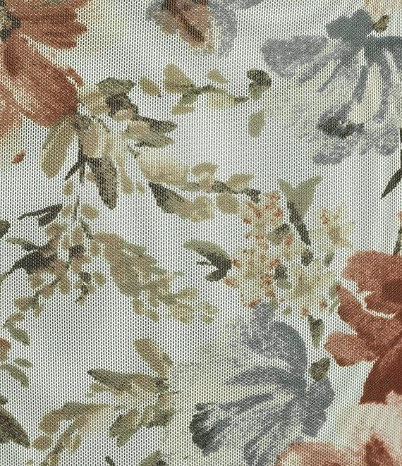 Blu Pepper Floral Printed Mesh Mock Neck Long Sleeve Top Product Image