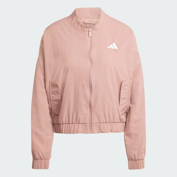 adidas Essentials 3-Stripes Lifestyle Woven Bomber Jacket Warm Clay 2XS Womens Product Image