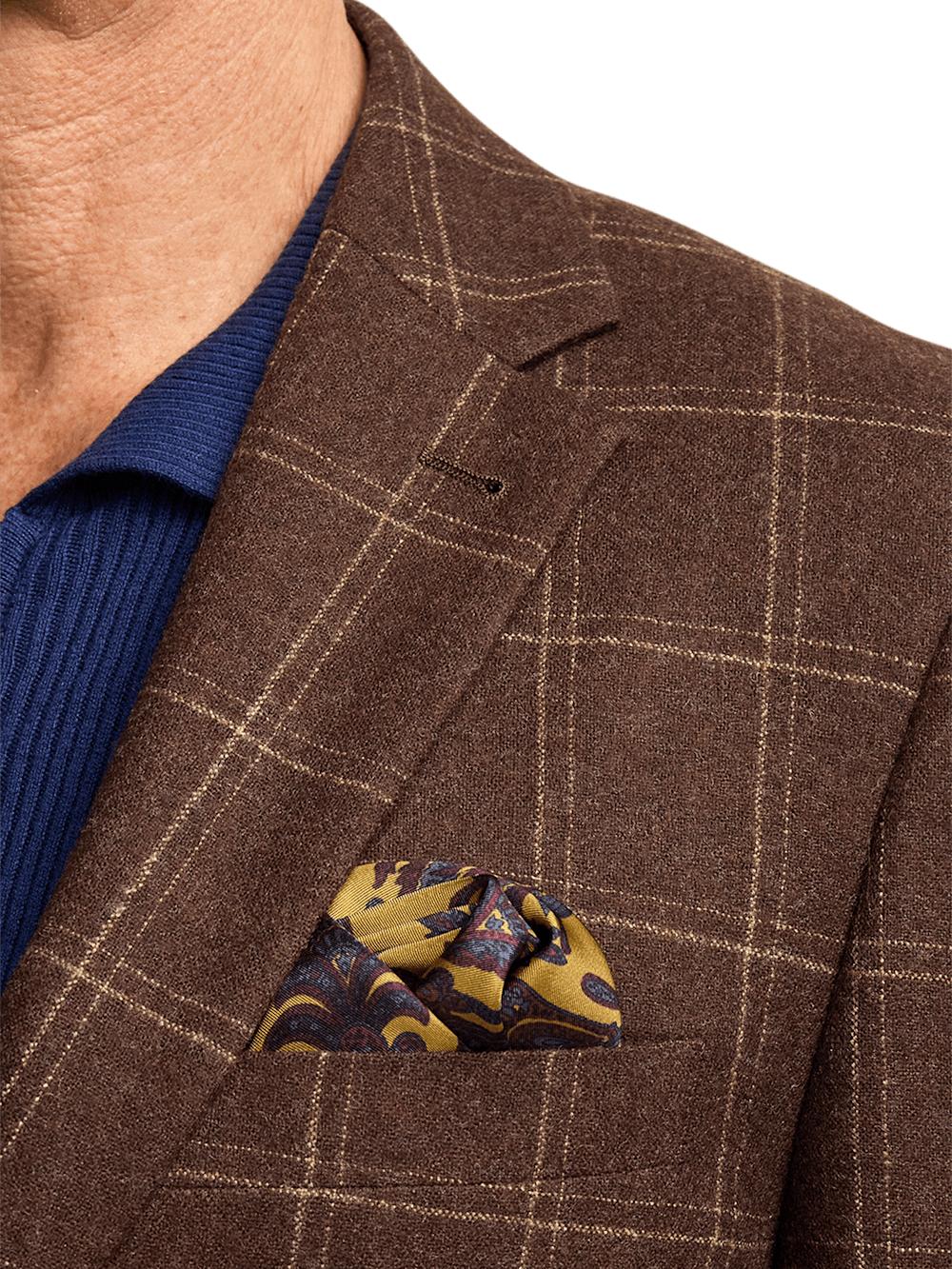Wool Plaid Single Breasted Notch Lapel Sport Coat - Brown Product Image