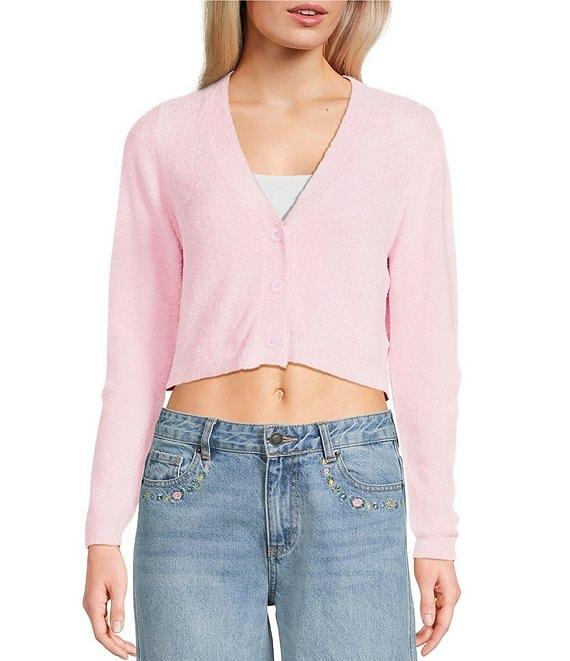 KatieJNYC Crochet Woven Long Sleeve Cardigan Product Image