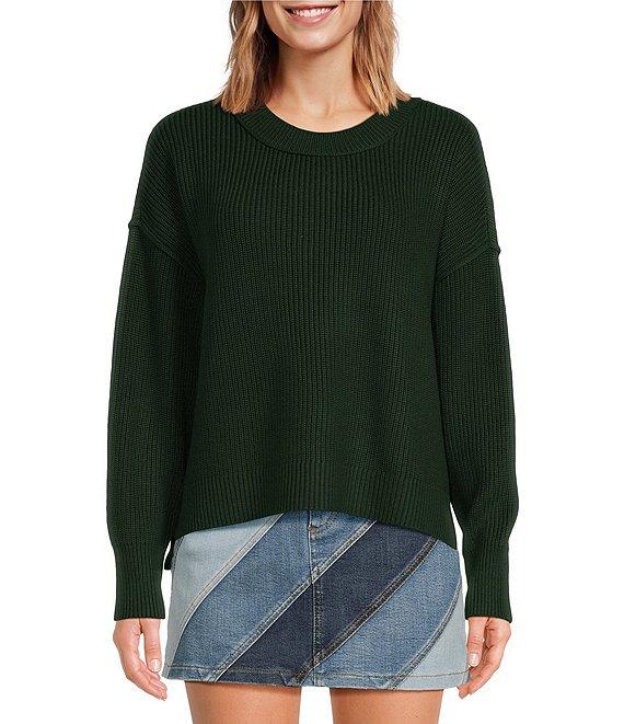 Chelsea & Violet Celeste Wool Blend Crew Neck Dropped Long Sleeve Pullover Sweater Product Image