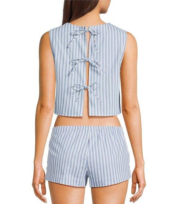 Dee Elly Sleeveless Poplin Stripe Coordinating Crop Top Product Image