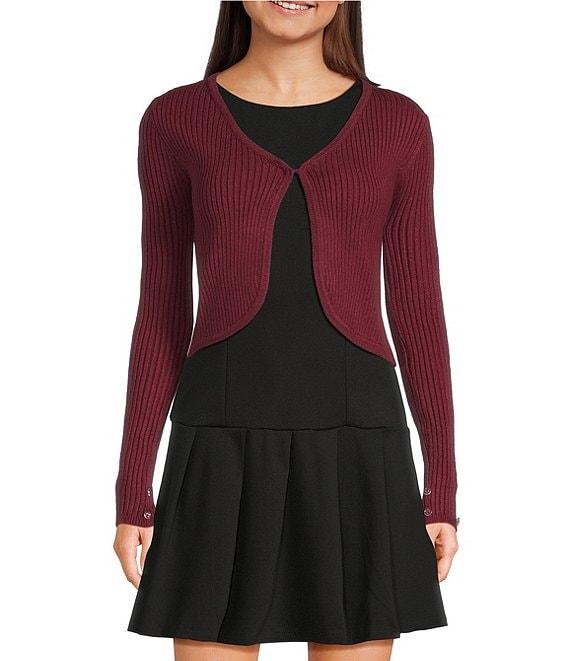 Honey & Sparkle Removable Faux Fur Collared Long Sleeve Cardigan Product Image