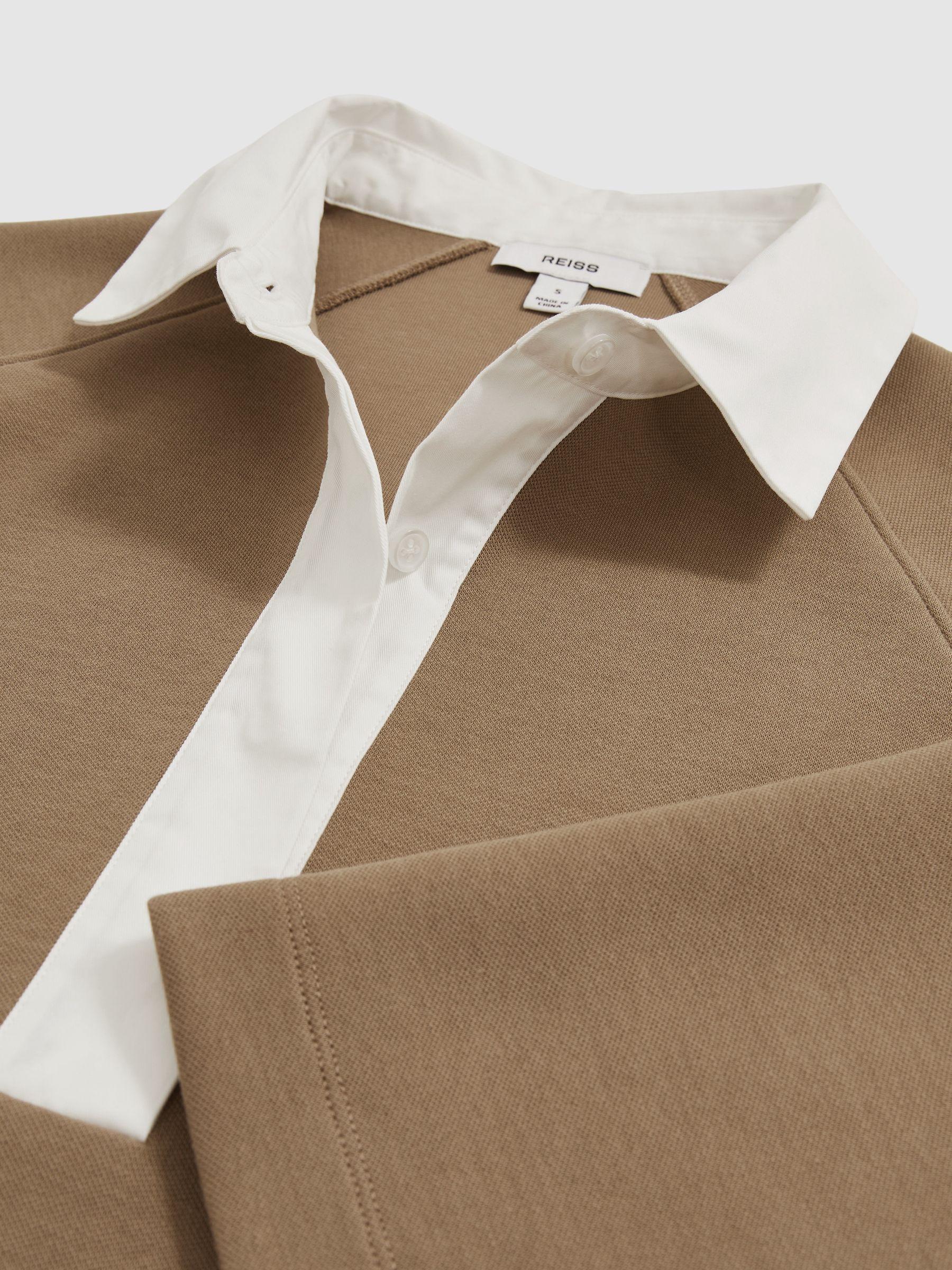 Cotton-Blend Interlock Collar Sweatshirt in Camel Product Image