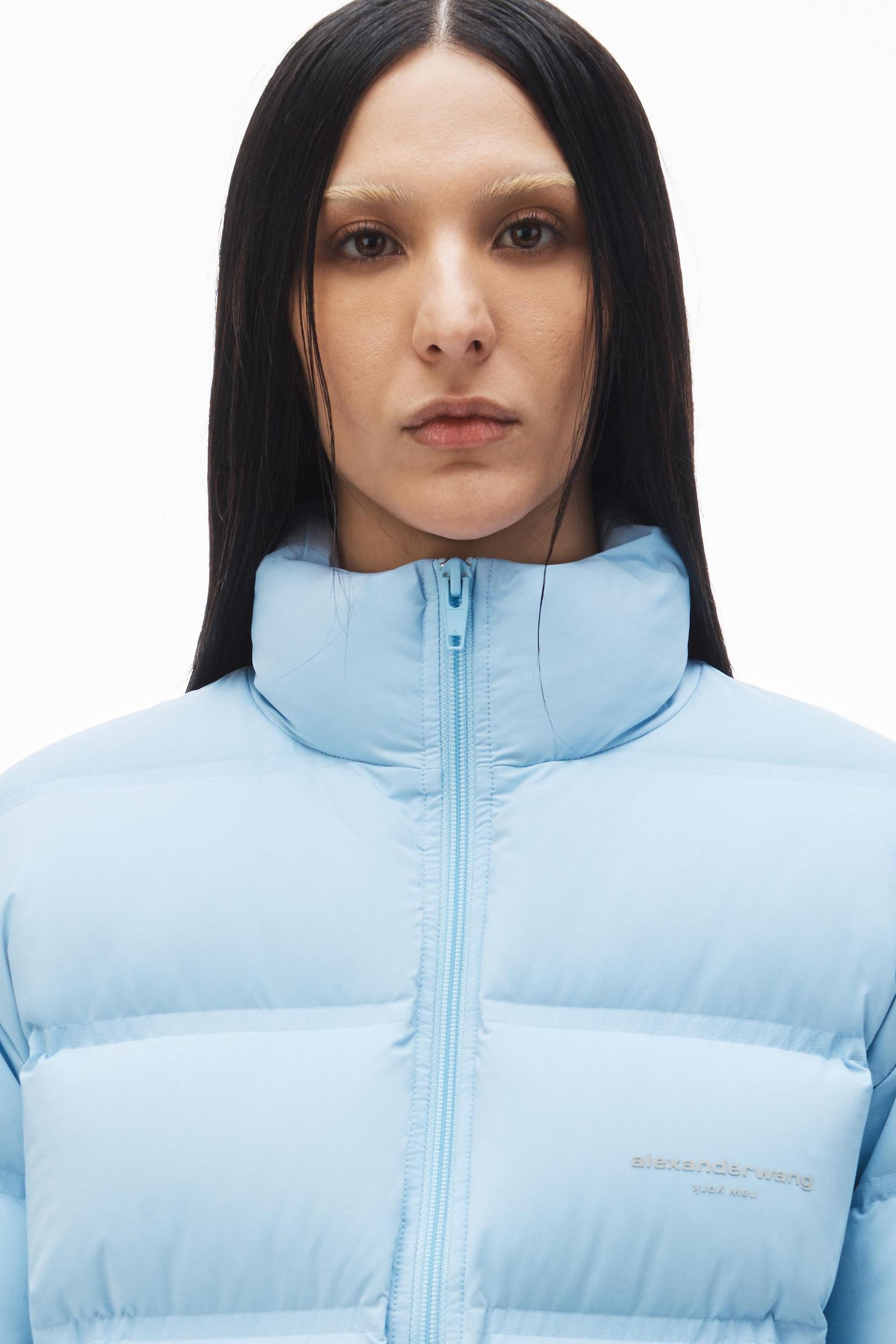 Cropped Puffer Coat With Reflective Logo Product Image