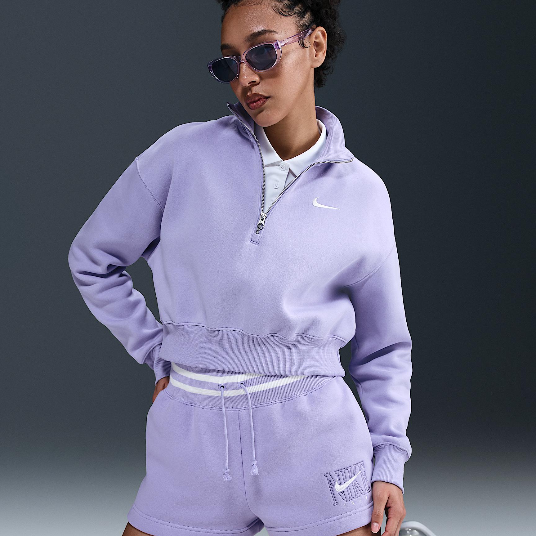 Womens Nike Sportswear Phoenix Fleece High-Waisted Loose Graphic Shorts | HJ1288-533 Product Image