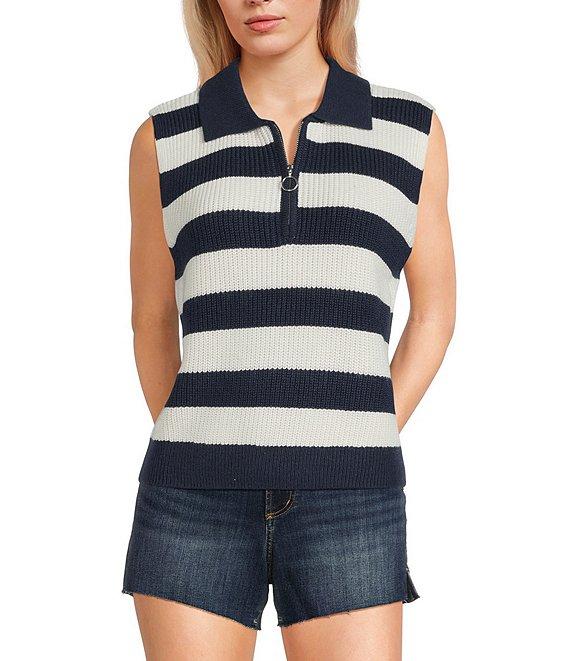 Copper Key Striped Quarter Zip Sweater Vest Product Image