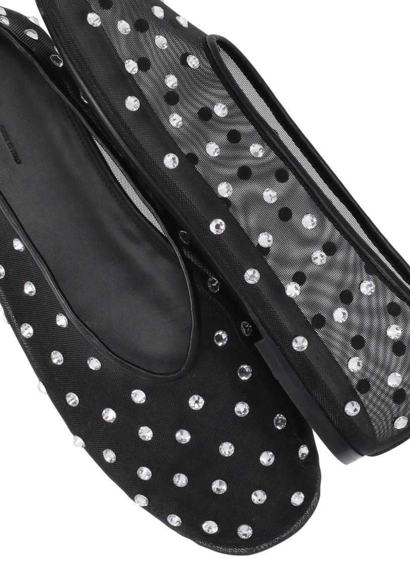 KHAITE Marcy Crystal-embellished Mesh Flats In Black Product Image