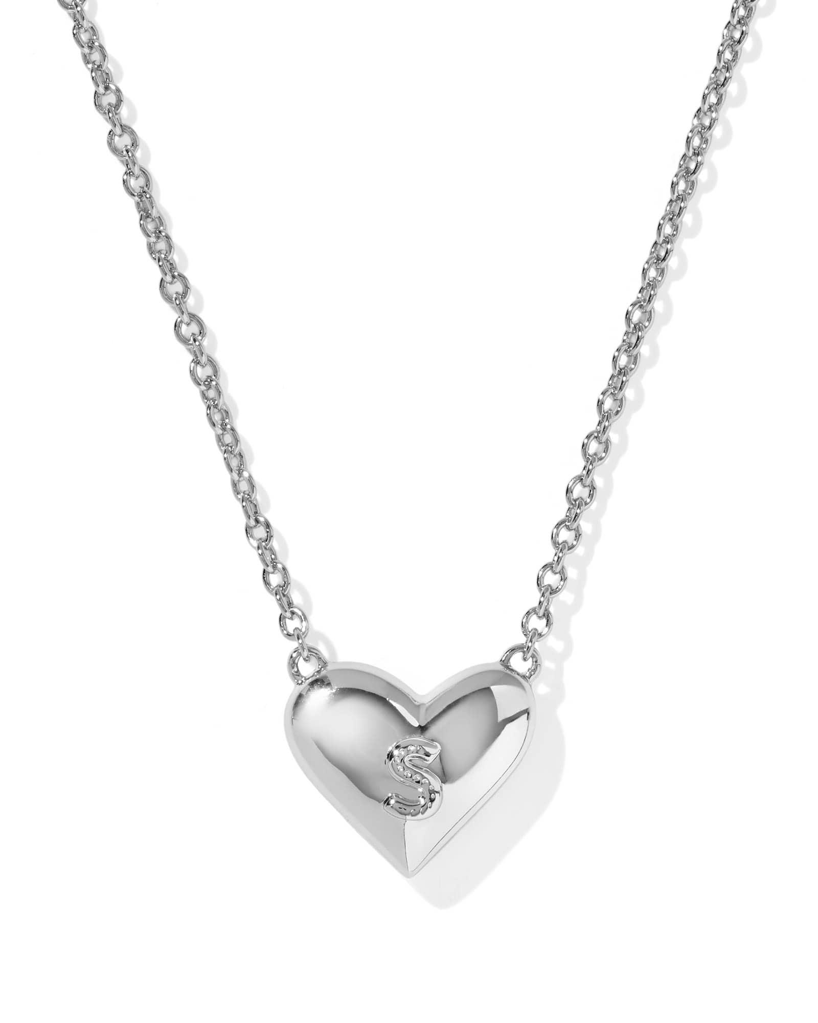 Ari Heart Letter S Silver Short Pendant Necklace Product Image