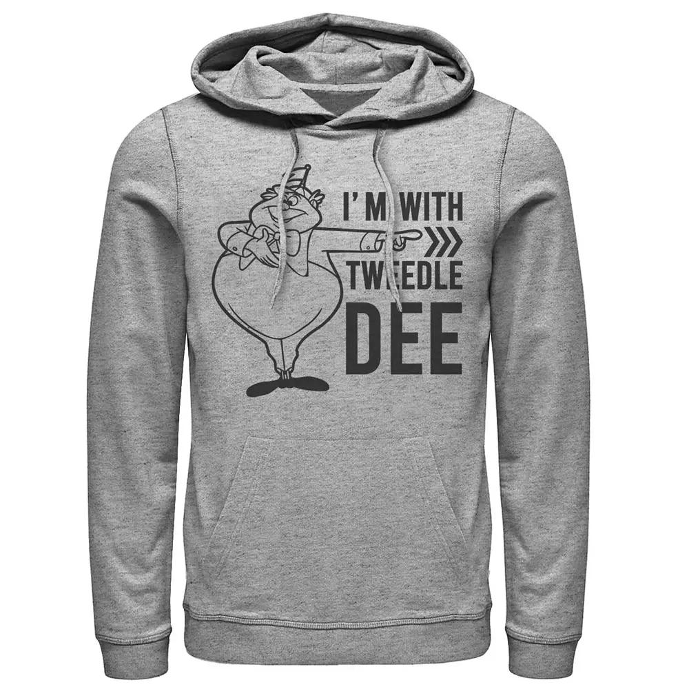 Disney's Alice In Wonderland I'm With Tweedledee Men's Hoodie, Size: Large, Athletic Grey Product Image