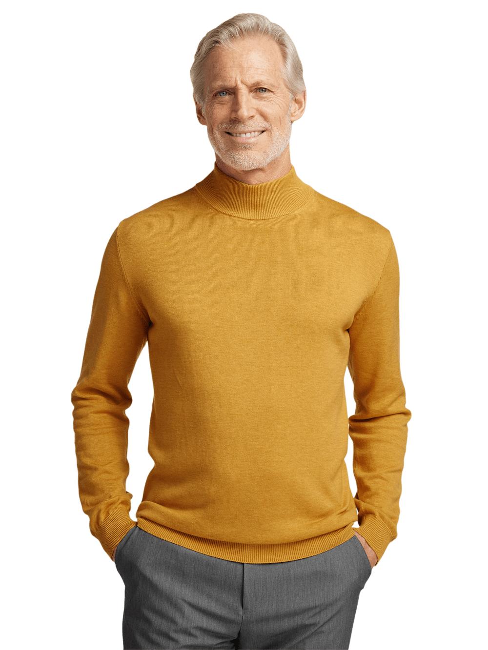 Supima Cotton Mock Neck Sweater - Mustard Product Image