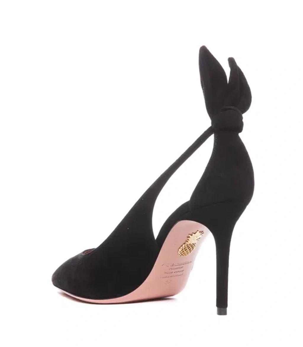 AQUAZZURA Bow Tie 85 Suede Pumps In Black Product Image