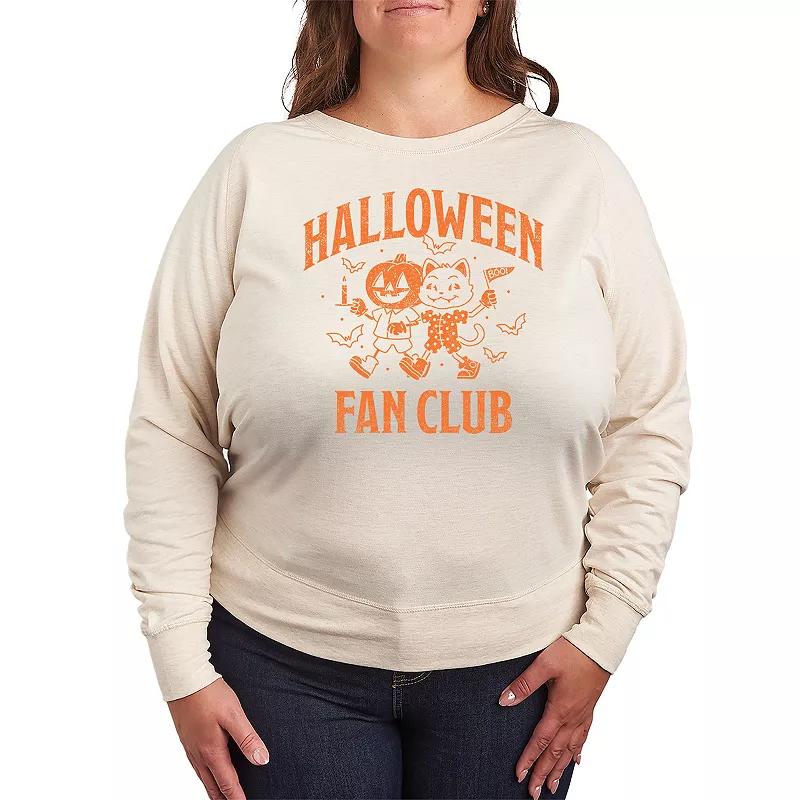 Plus Size Halloween Fan Club French Terry Long Sleeve Tee, Womens Grey Dark Red Product Image