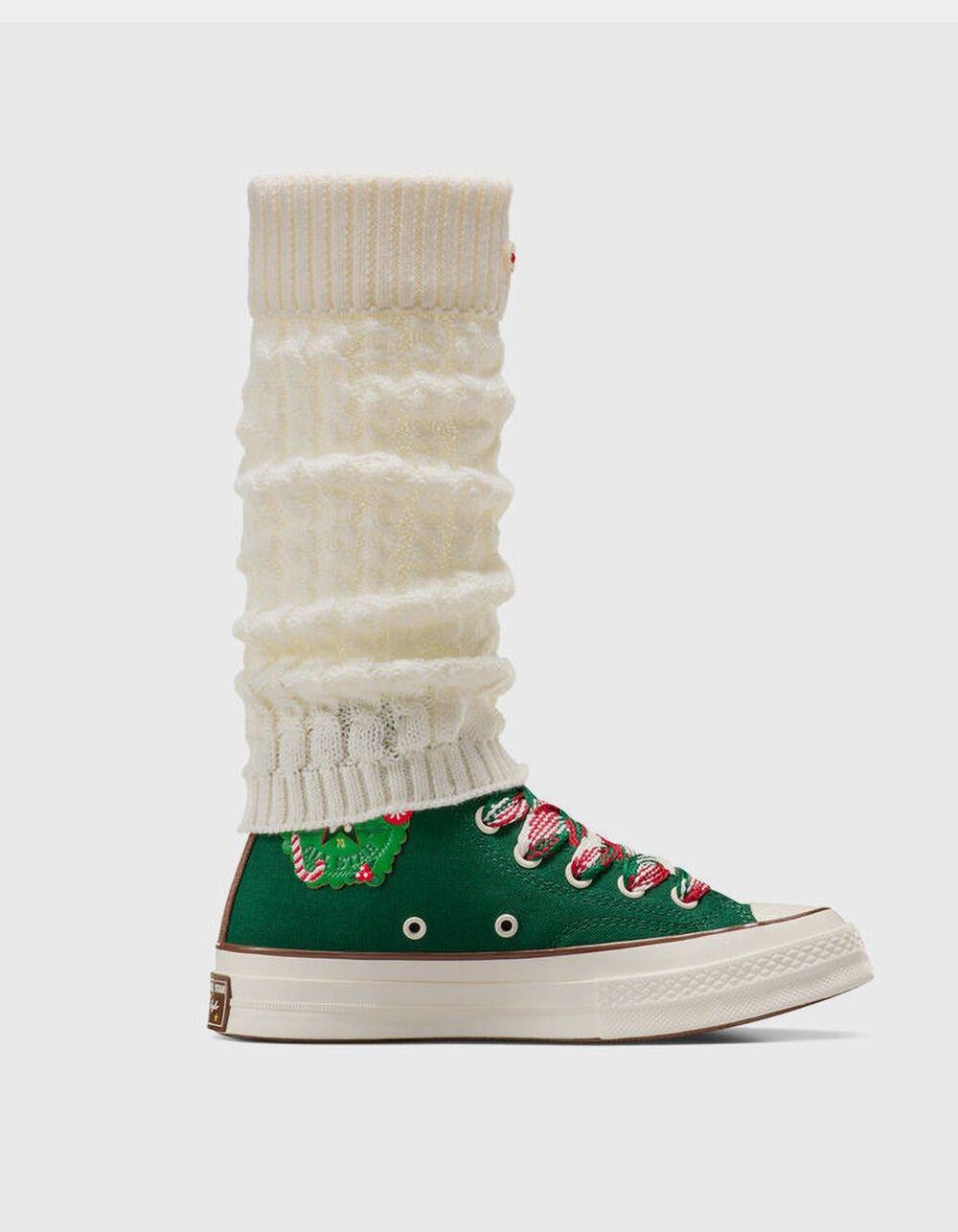 CONVERSE Chuck 70 Christmas High Top Womens Shoes - GREEN Product Image