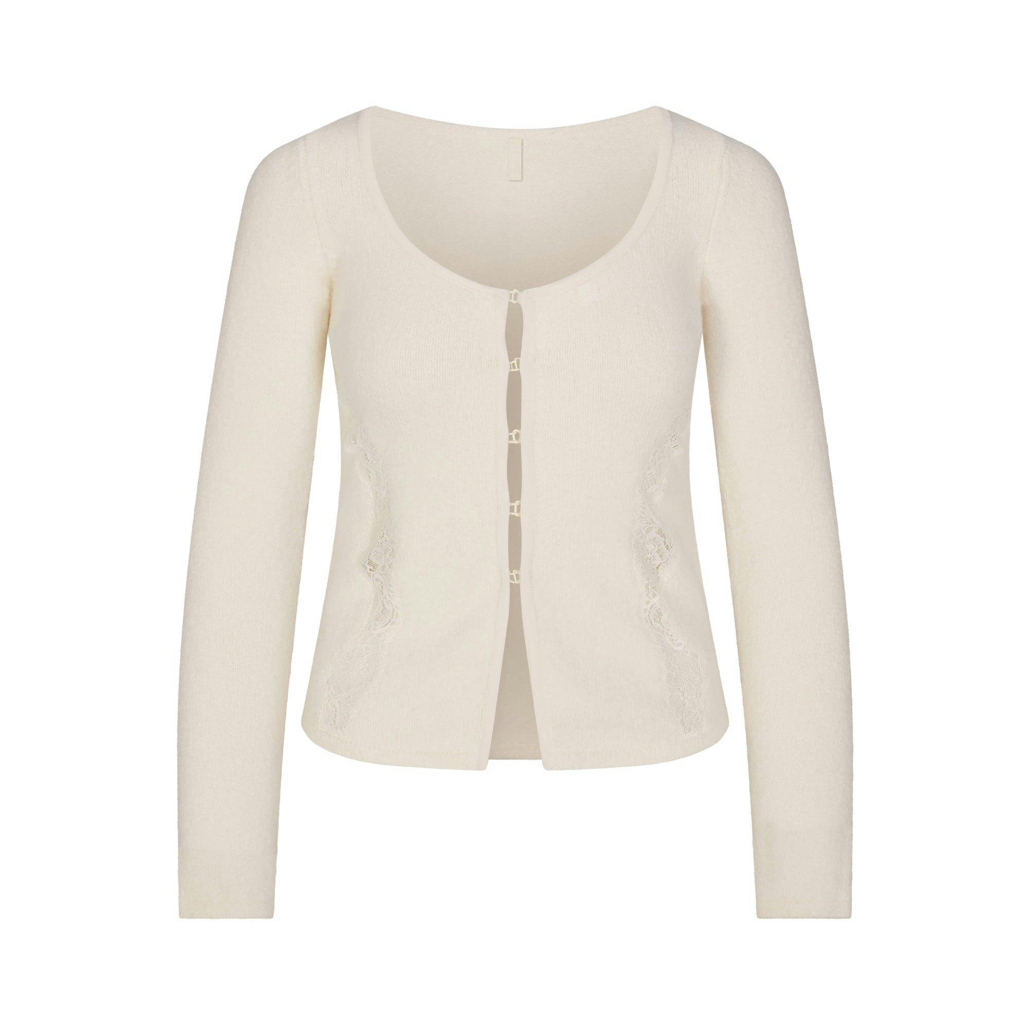 LACE KNIT LONG SLEEVE CARDIGAN | SUGAR Product Image