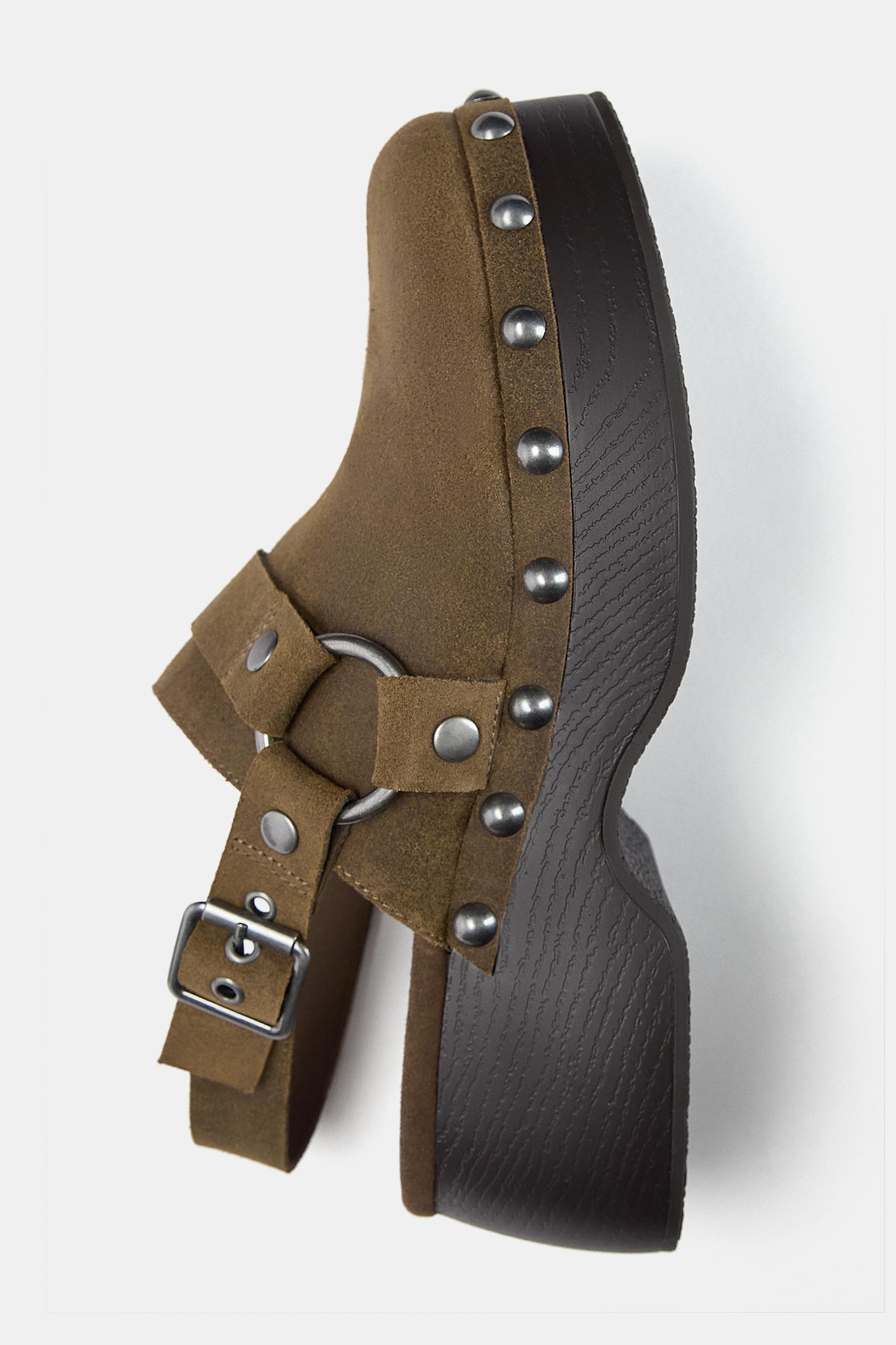 Leather clogs with buckle Product Image