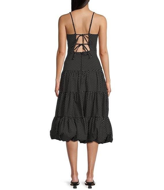 Honey and Rosie Dotted Triple Bubble Hem Tier Drop Waist Midi Dress Product Image