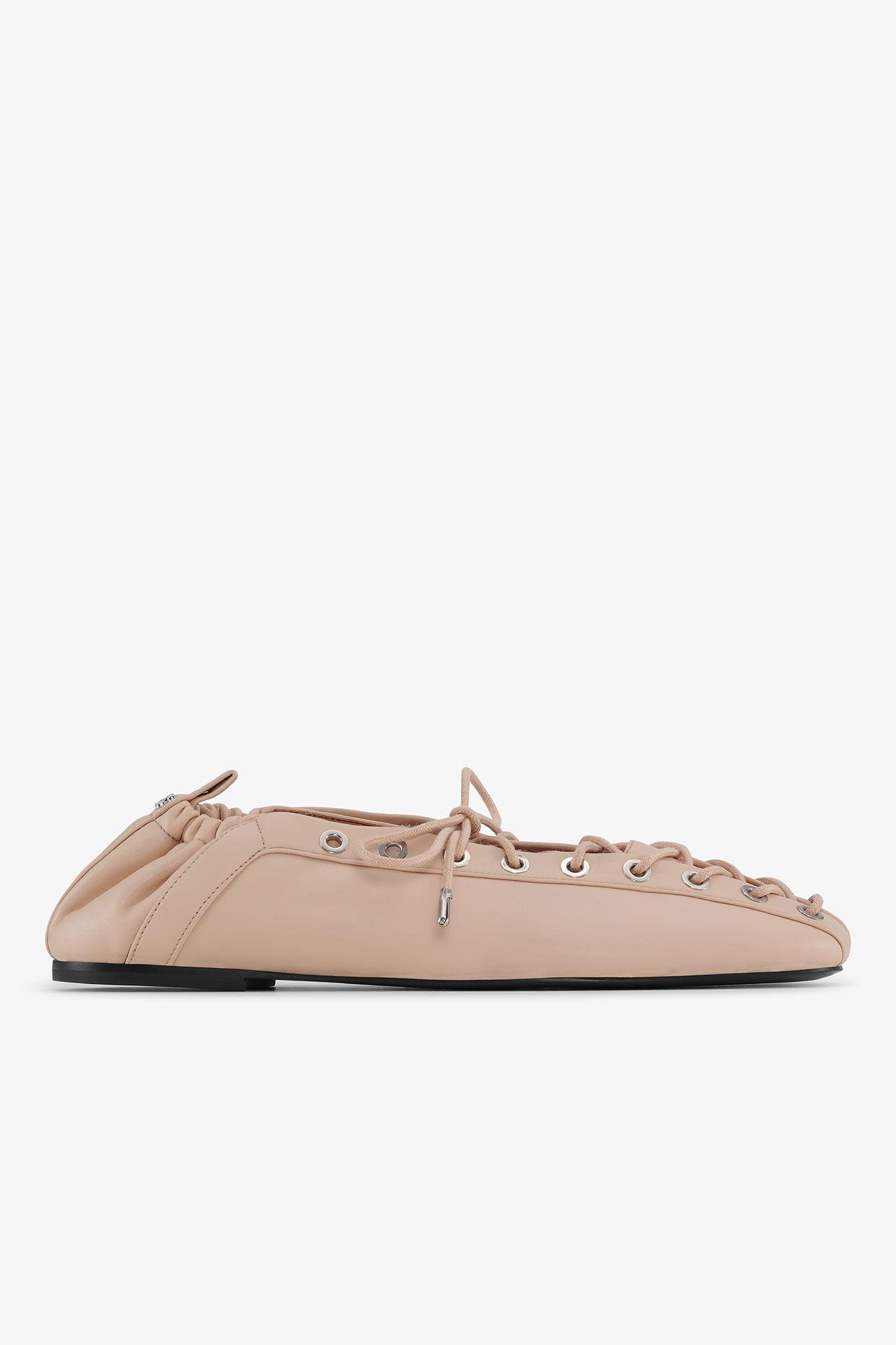 Beige Lace-Up Ballerinas Product Image