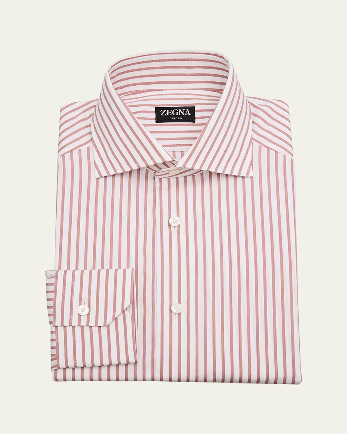 Mens Trecapi Cotton Stripe Dress Shirt Product Image