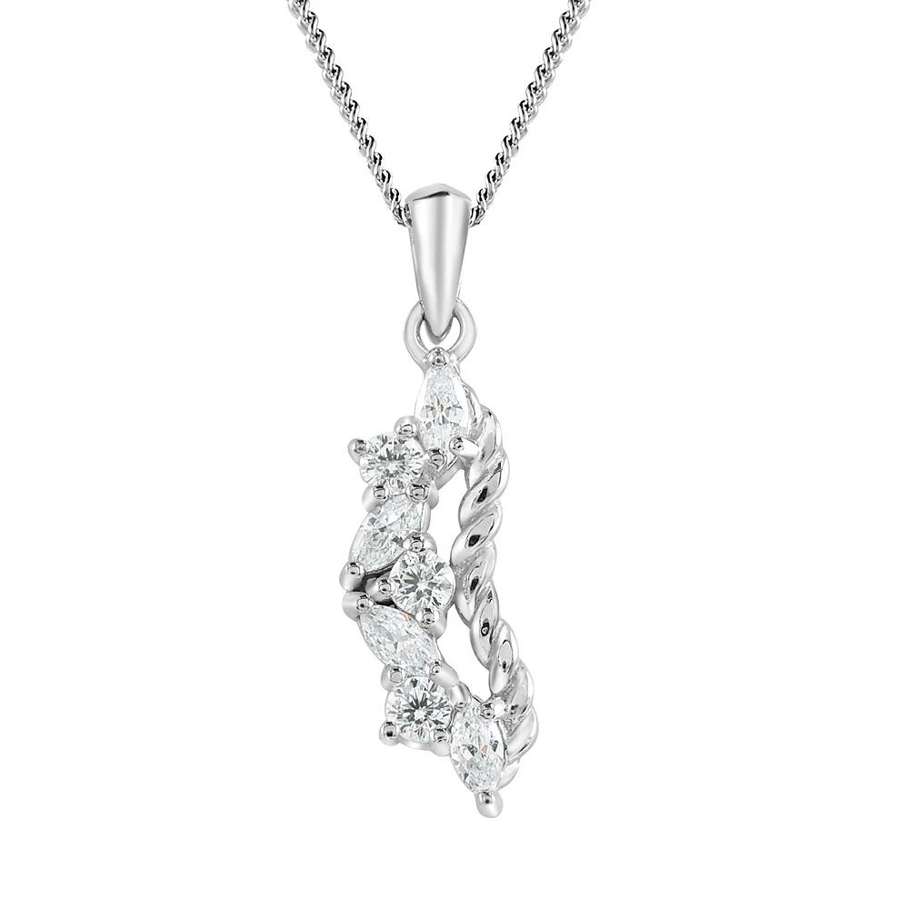 SIRI Sterling Silver Rhodium-Plated Pendant with Abstract Textured Design and 18" Chain, Women's Product Image