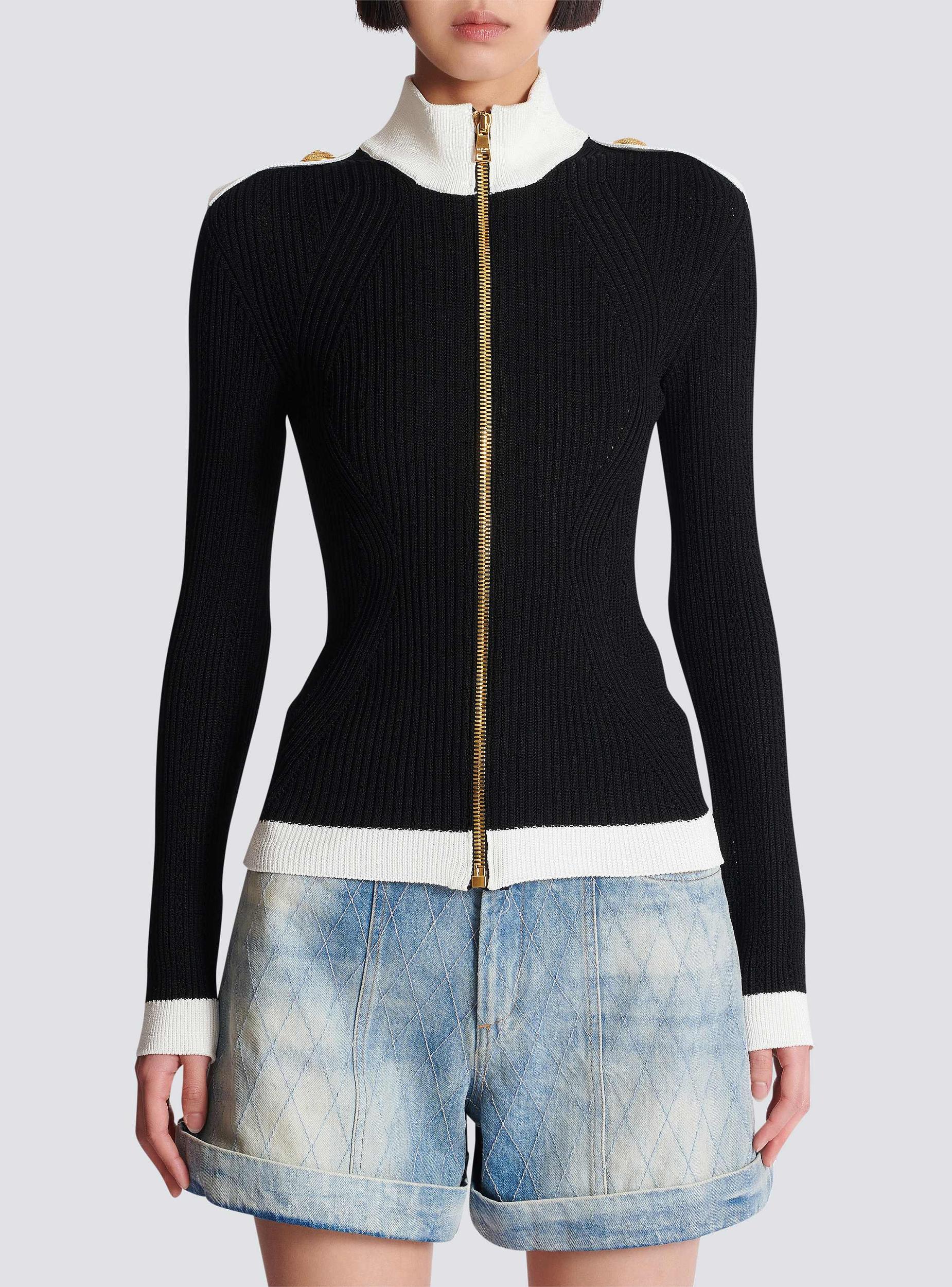 Zipped high-neck knit cardigan  Product Image