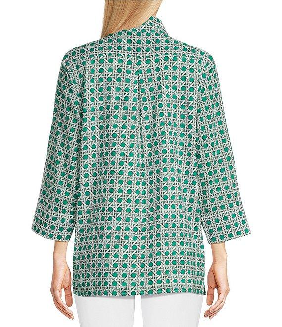 Jude Connally Cricket Petite Rattan Print Stand Collar Long Sleeve Top Product Image