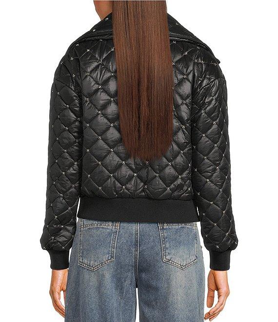 C&V Chelsea & Violet Zip Up Front Beaded Quilted Puffer Jacket Product Image