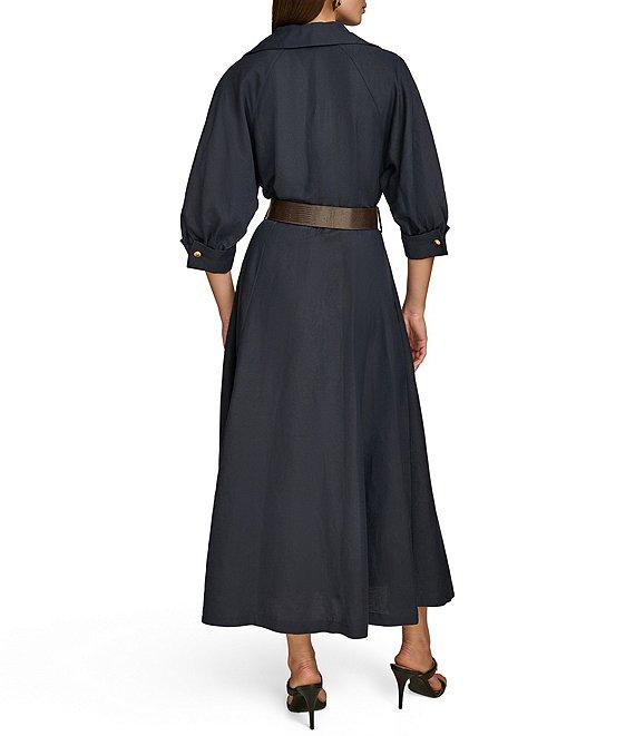Donna Karan Button Front 3/4 Sleeve Belted Midi Shirt Dress Product Image