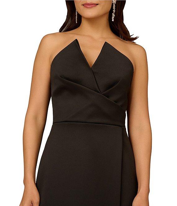 Aidan Mattox Satin Strapless Side Slit Sheath Dress Product Image