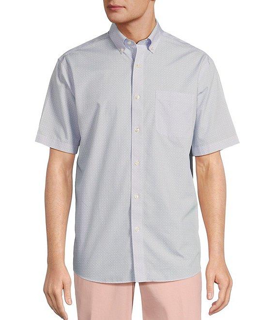 Gold Label Roundtree & Yorke Non-Iron Short Sleeve Tile Print Poplin Sport Shirt Product Image