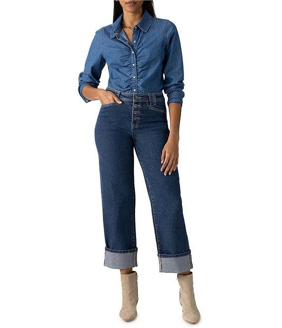 Sanctuary Luna Button Fly Cuffed Cropped Denim Jeans Product Image