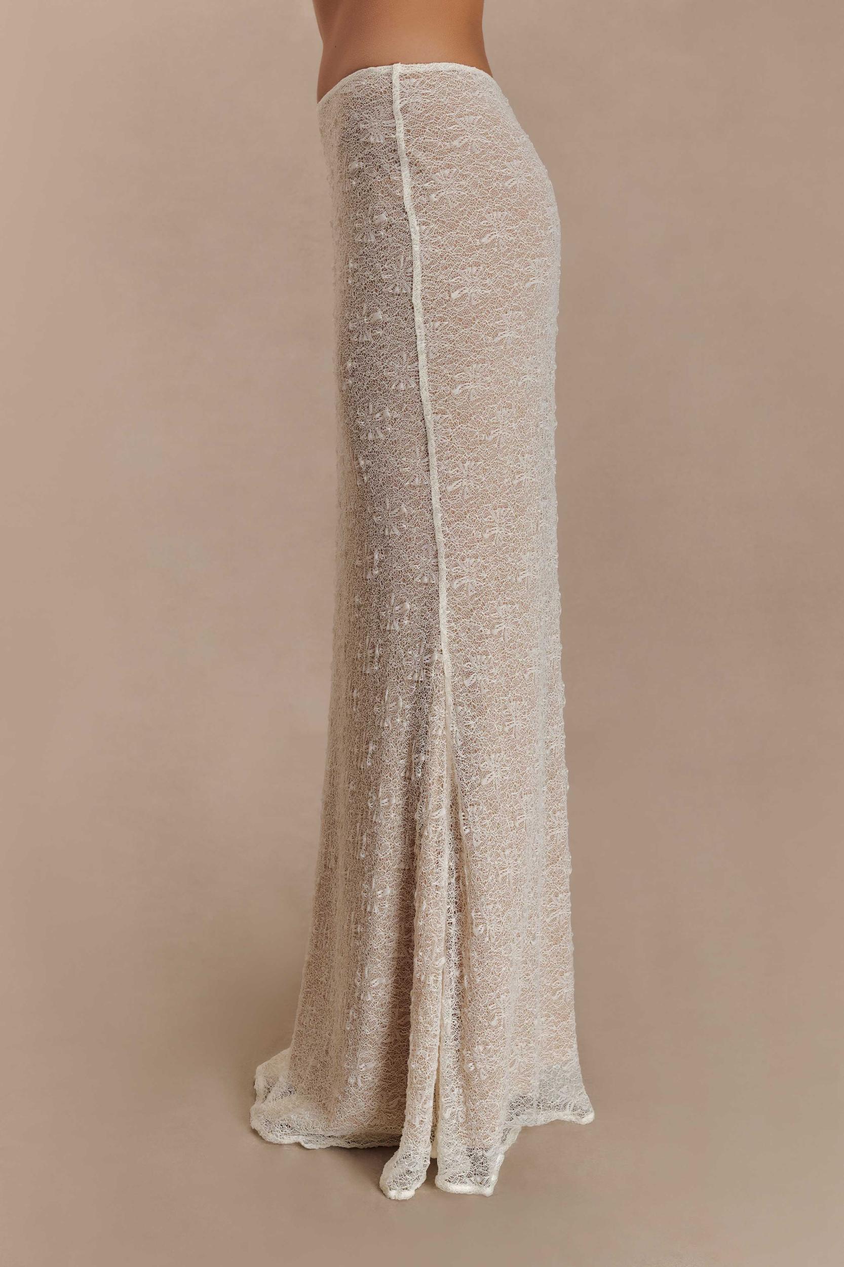 Robyn Sheer Lace Maxi Skirt - Ivory Product Image