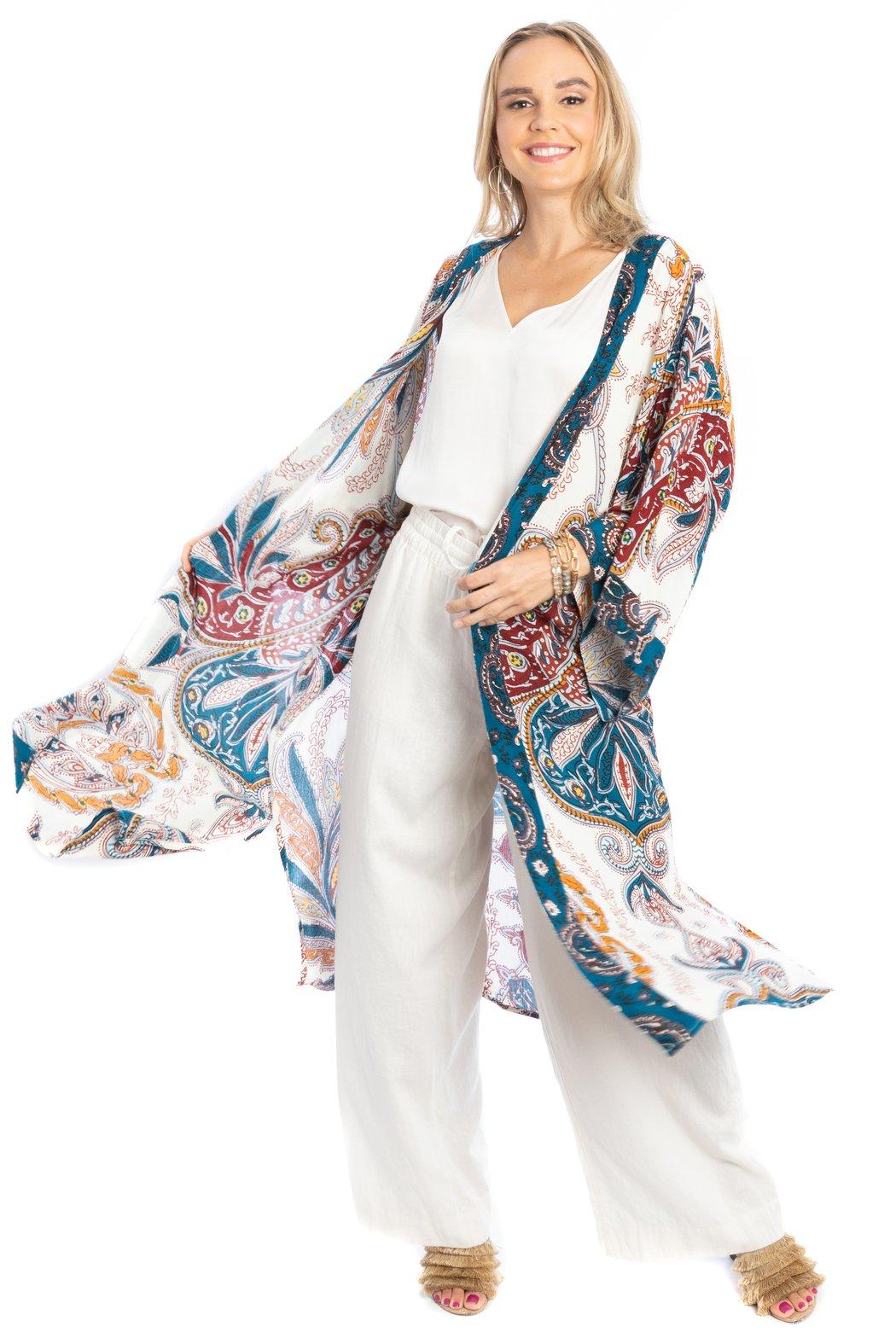 Multicolored Paisley Kimono Duster Long Product Image