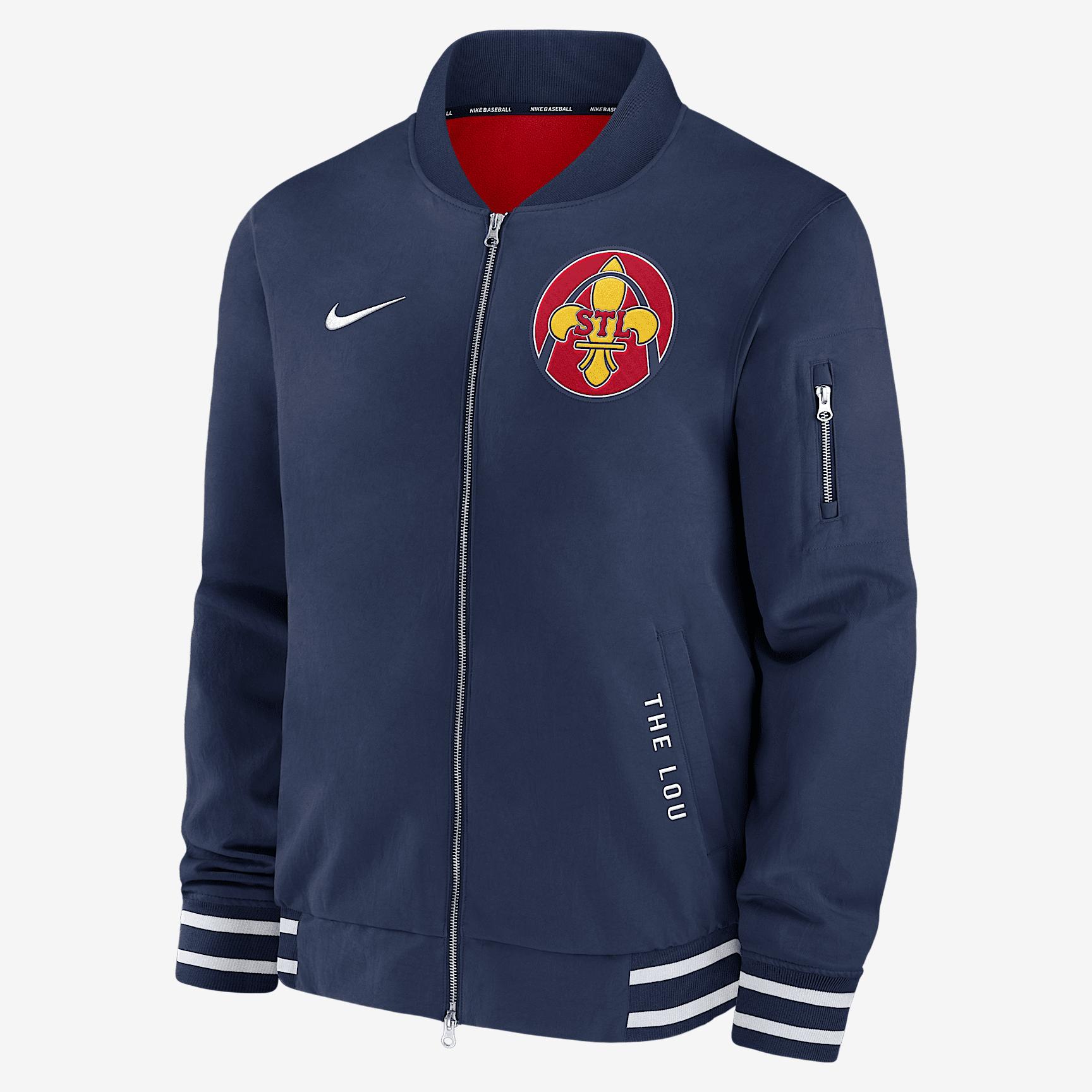 St. Louis Cardinals Authentic Collection City Connect Nike Mens MLB Full-Zip Bomber Jacket | 02F303TRSCN-Z8A Product Image