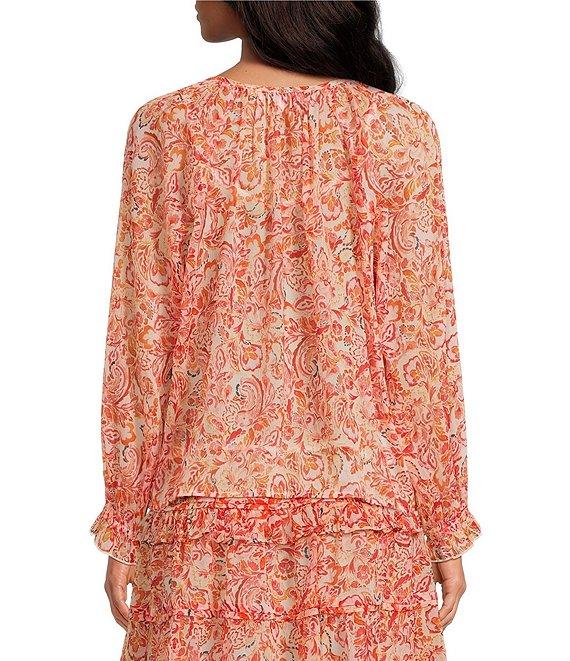 Sam Edelman Coordinating Kelsie Split V-Neck Long Sleeve Blouse Product Image