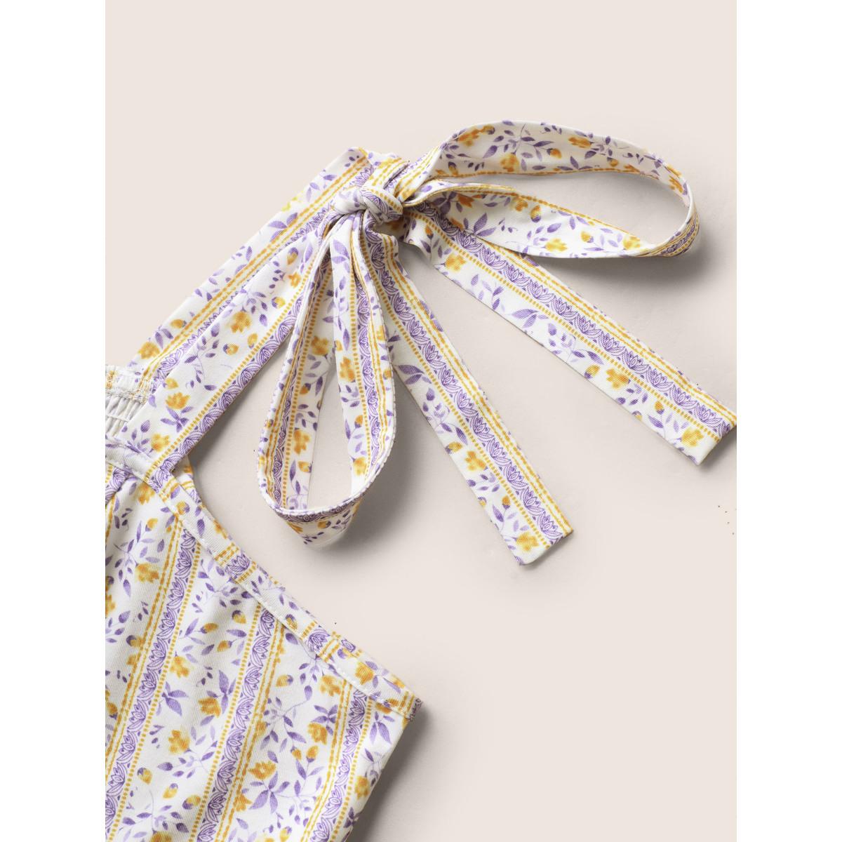 Plus Size Ditsy Floral Shirred Tie Knot Cami Top Women Multicolor Elegant Contrast Non Everyday Tank Tops Camis BloomChic 30/6X Product Image