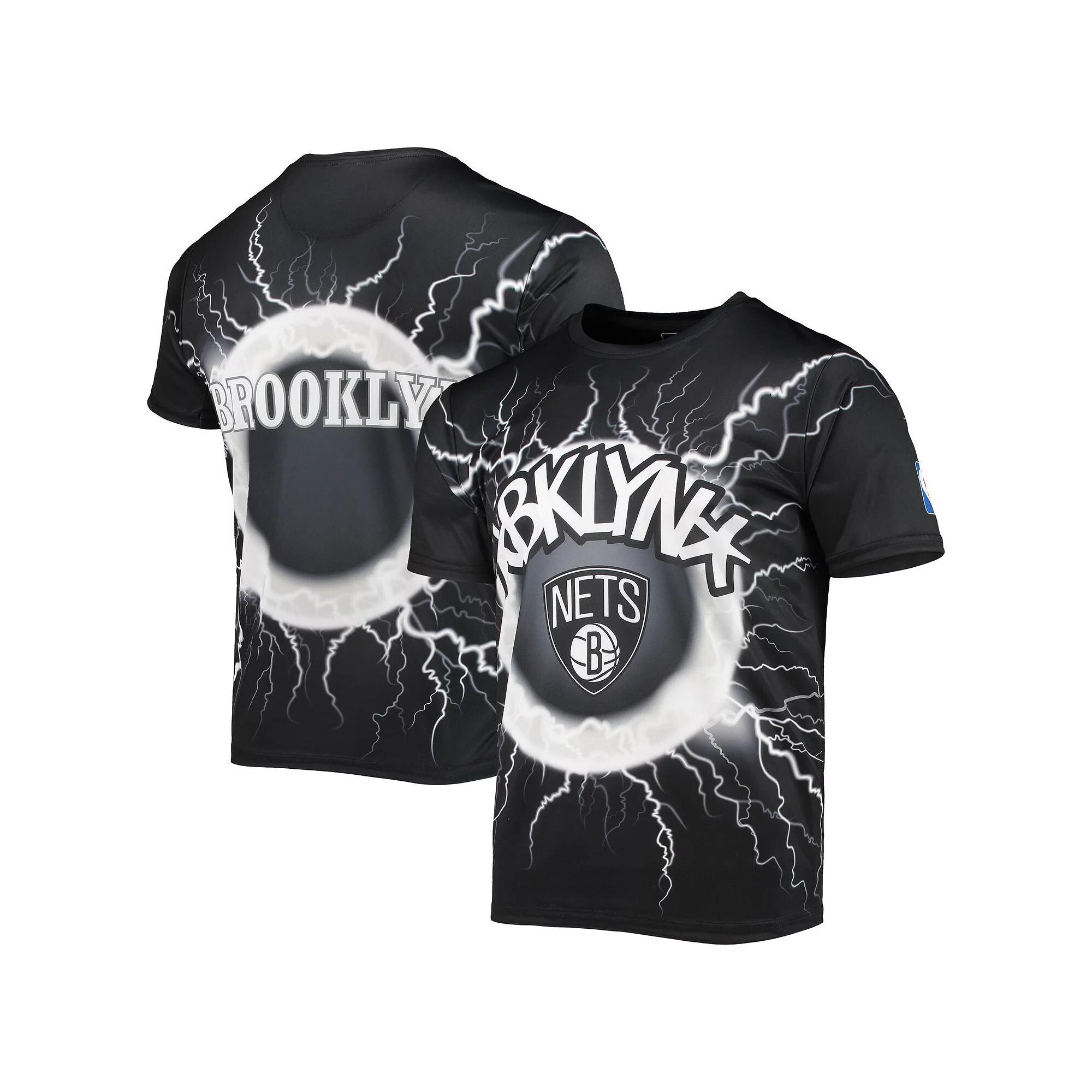 Men's FISLL Black Brooklyn Nets Tornado Bolt T-Shirt, Size: XL Product Image