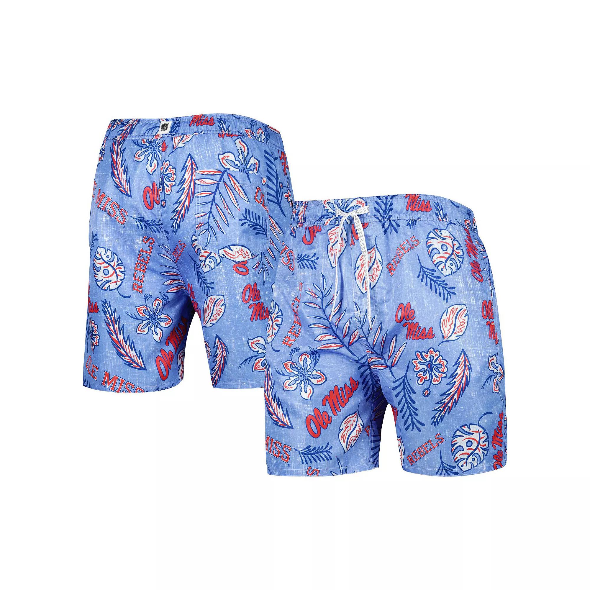 Men's Wes & Willy Powder Blue Ole Miss Rebels Vintage Floral Swim Trunks, Size: 2XL, Light Product Image
