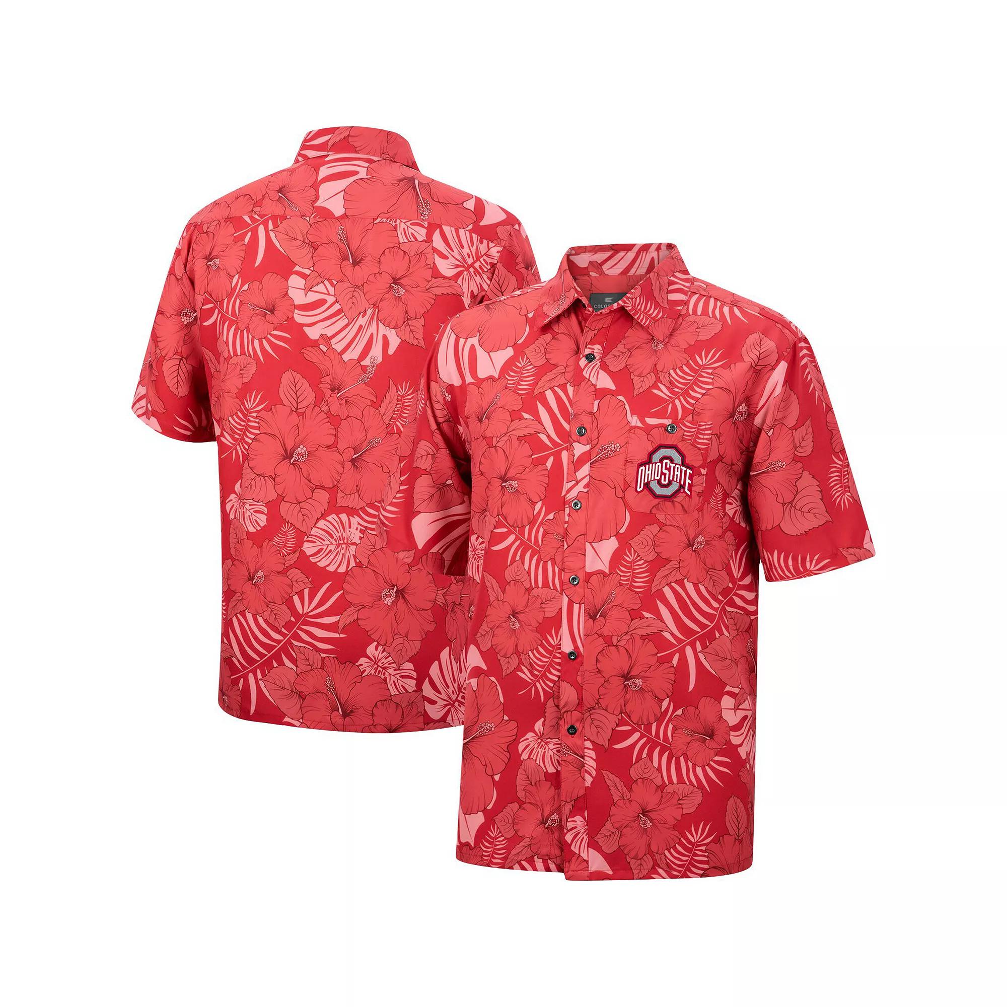 Men's Colosseum Scarlet Ohio State Buckeyes The Dude Camp Button-Up Shirt, Size: Medium, Red Product Image