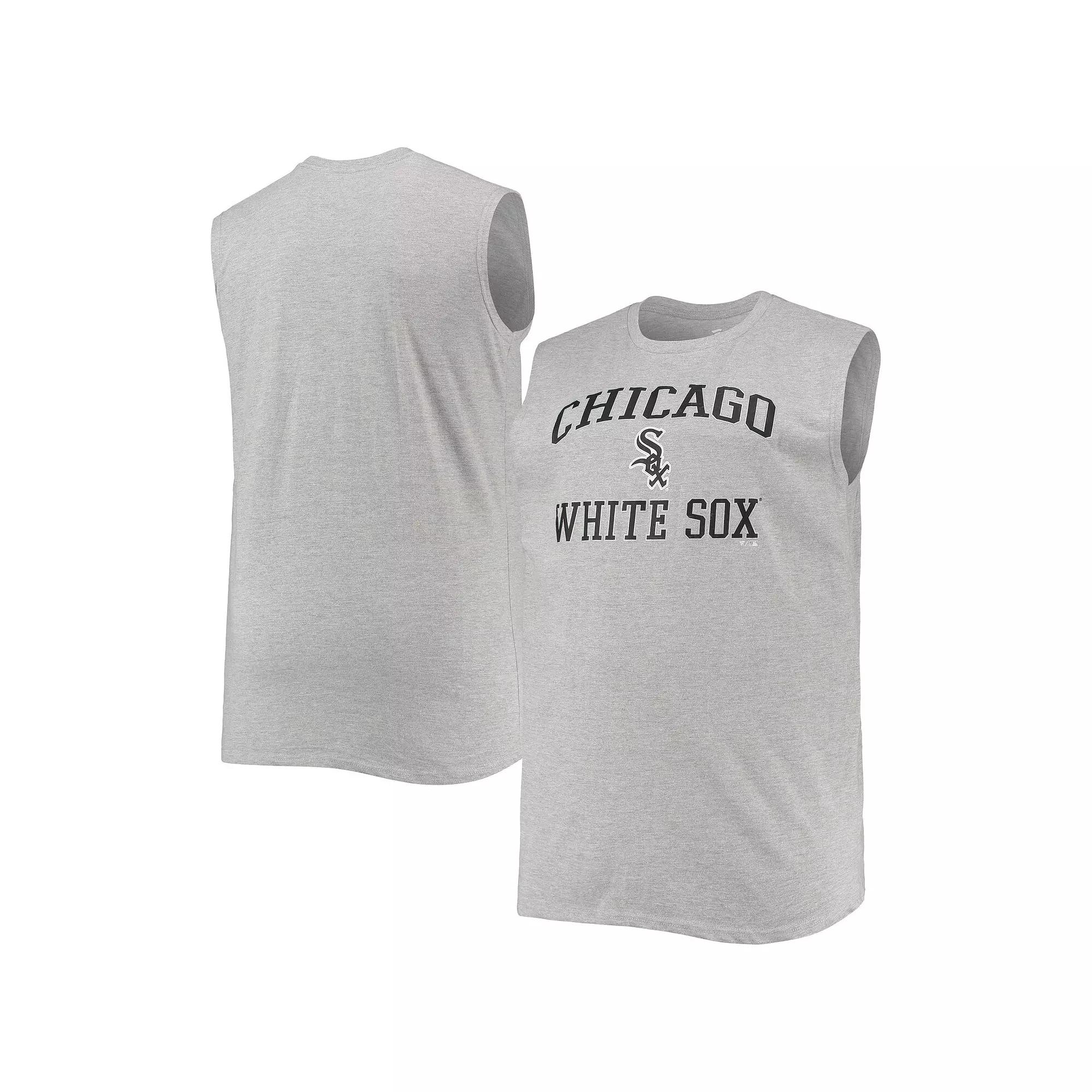Men's Heathered Gray Chicago White Sox Big & Tall Jersey Muscle Tank Top, Size: 5XB, Grey Product Image