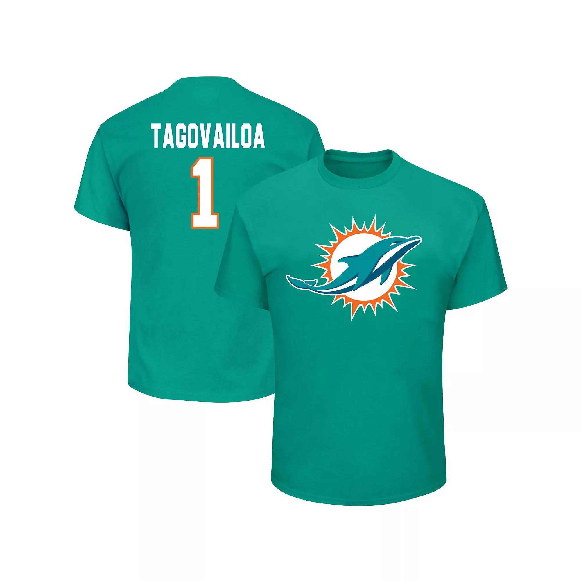 Men's Tua Tagovailoa Aqua Miami Dolphins Big & Tall Eligible Receiver III Name & Number T-Shirt,  Product Image