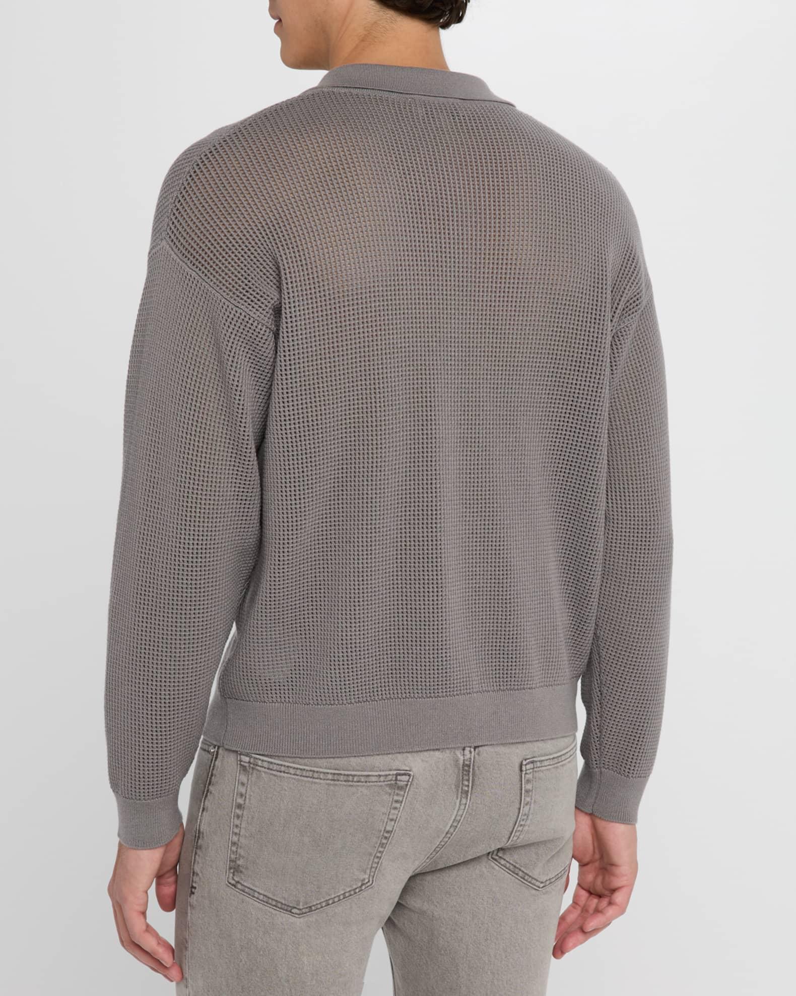 Men's Mesh-Knit Buttoned Cardigan Product Image