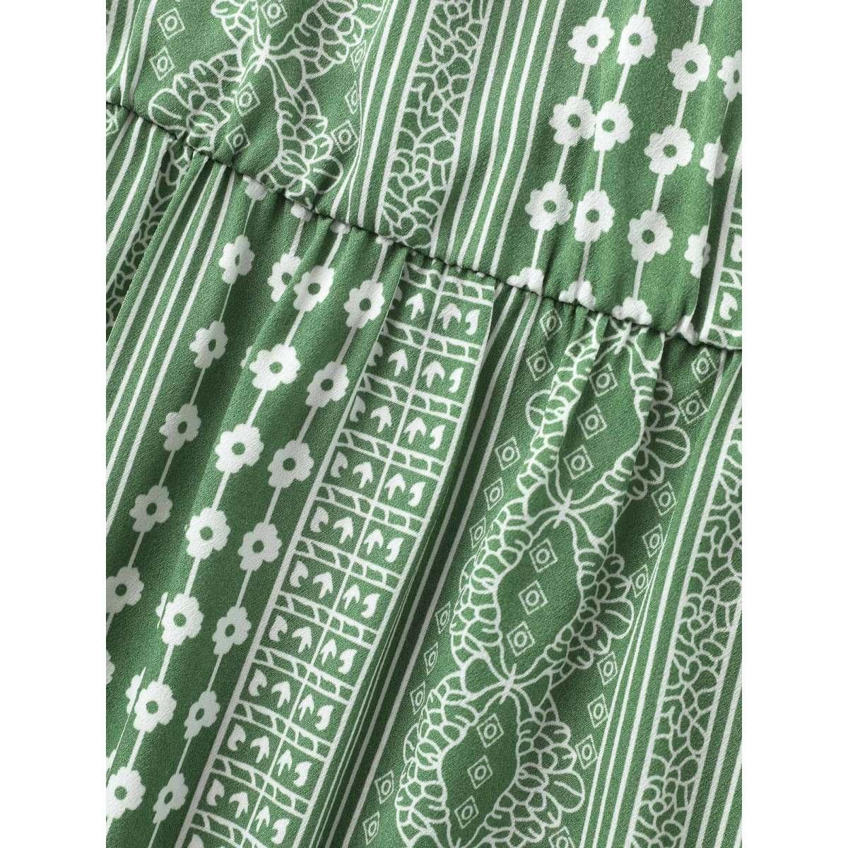 Plus Size Boho Print Overlap Collar Dolman Sleeve Dress Palemauve Women Resort Non Overlap Collar Short sleeve Curvy BloomChic 10/M Product Image