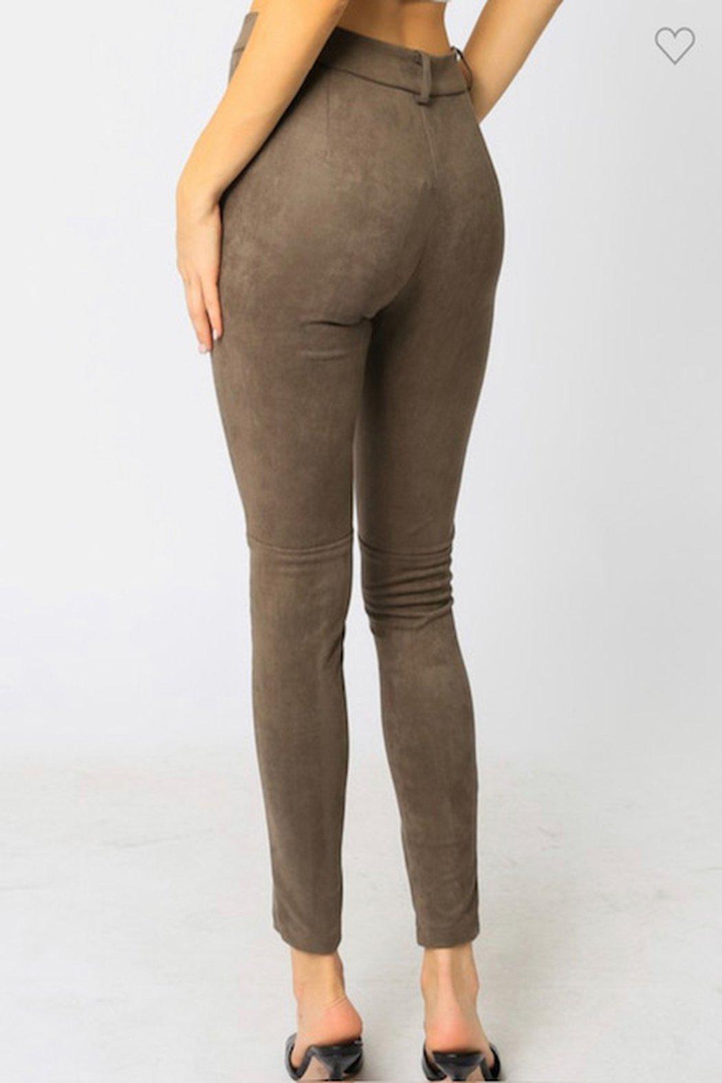 Olive Suede Pants Product Image
