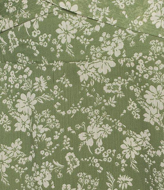 Allison & Kelly Floral Print Short Puff Sleeve Tie Back Tiered Dress Product Image