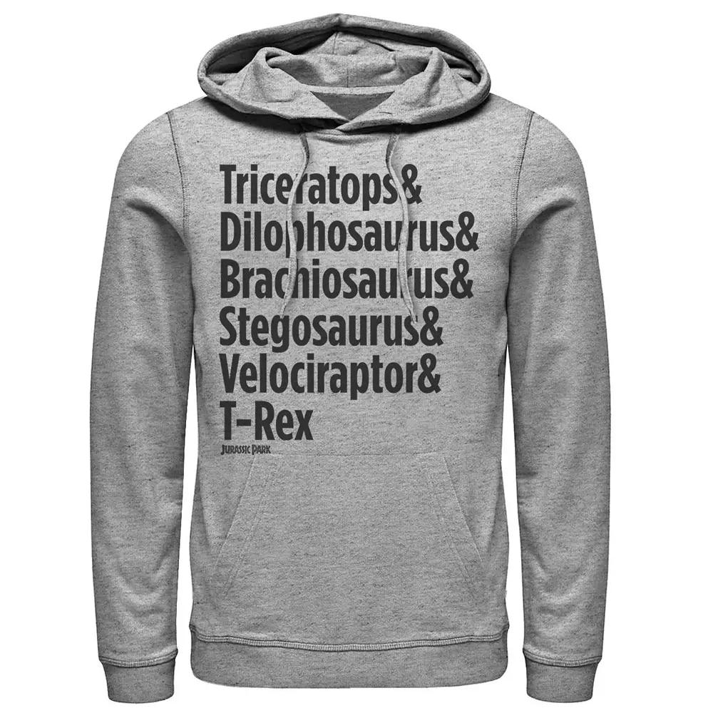 Men's Jurassic Park Dinosaur Name Types Graphic Hoodie,  Product Image
