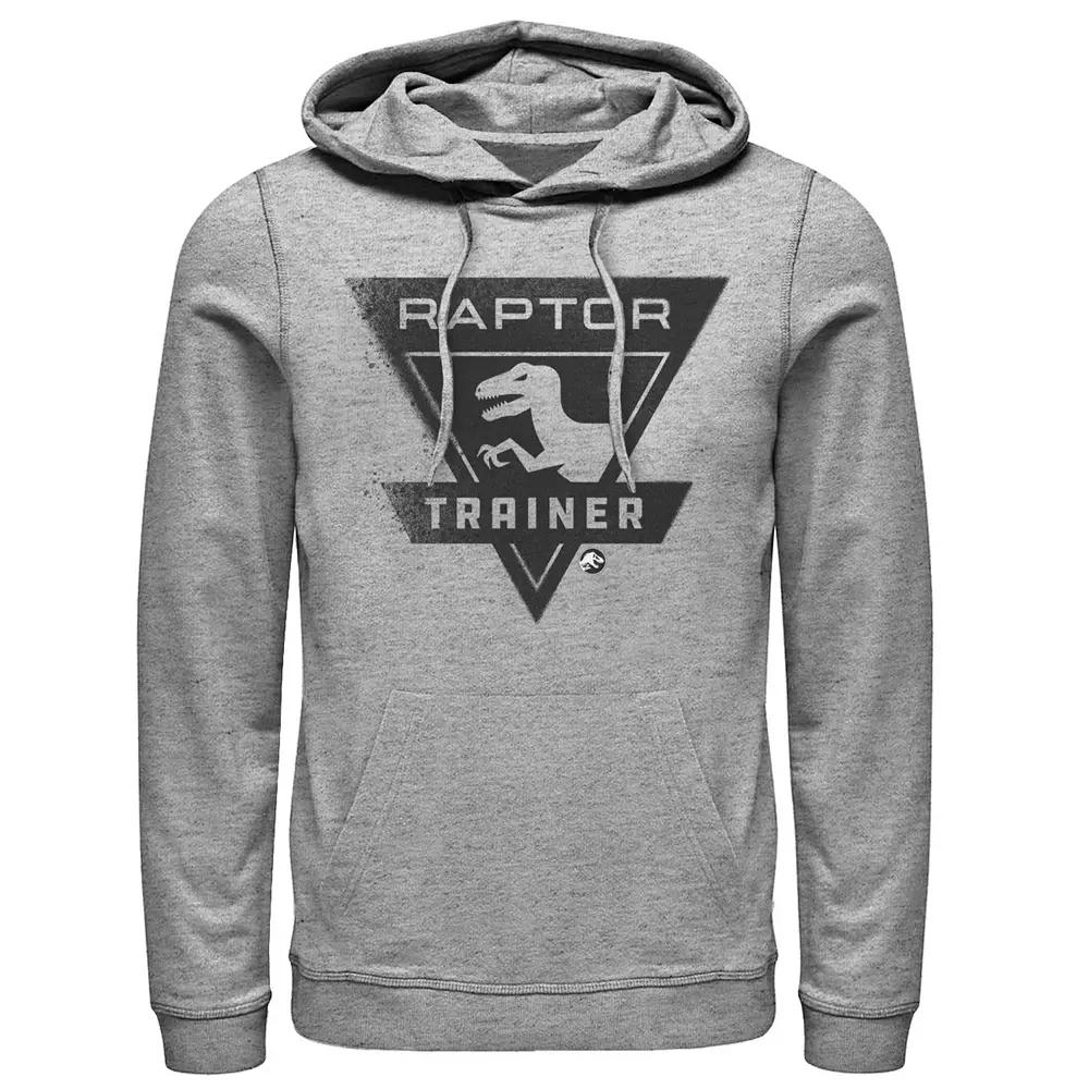 Men's Jurassic World Raptor Trainer Simple Logo Hoodie, Size: XL, Athletic Grey Product Image