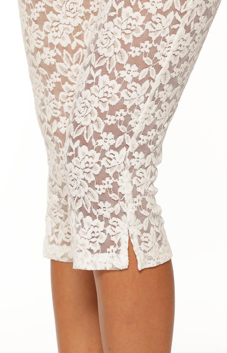 Lydia White Lace Mid Rise Capri Pants Product Image