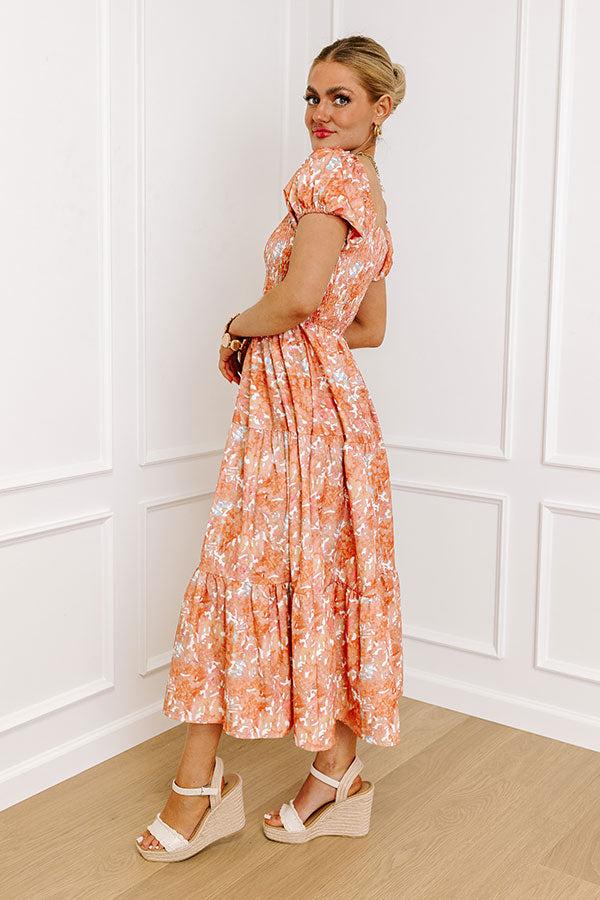 Vineyard Bound Smocked Midi in Orange Product Image