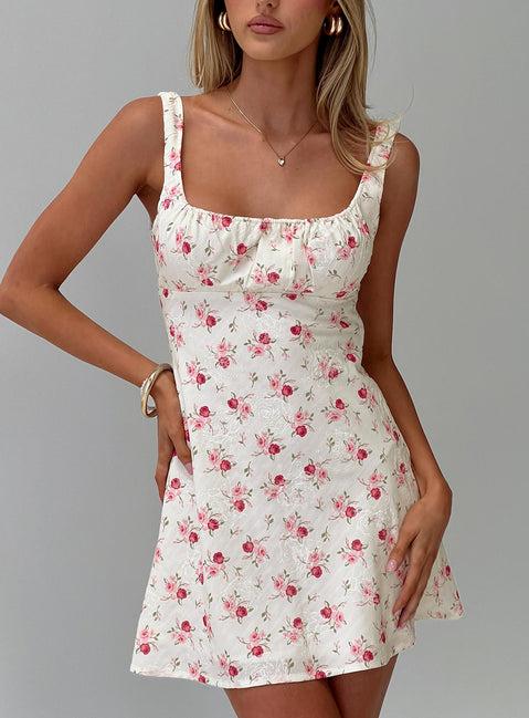 Lynsea Mini Dress Cream Floral Product Image